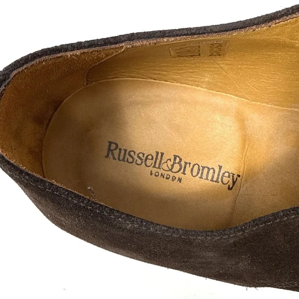 Russell & Bromley London Derby Shoes Mens US 11 Dark Brown Suede Lace Up Career